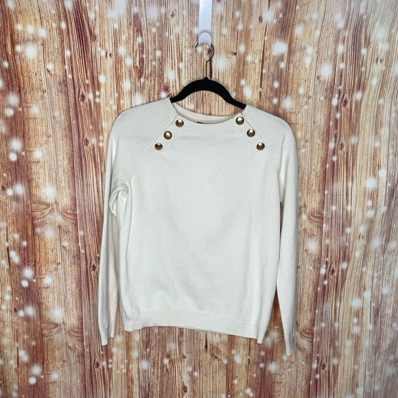 The Limited Sweaters - The Limited Creme Sweater with Gold Embellished Buttons Size Medium